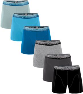 Muchachomalo Solid Boxershorts Heren (6-pack) zwart - grijs - blauw - L