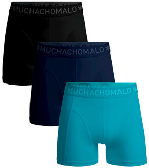 Muchachomalo Solid1010-595 3-pack black, blue, blue, boxers Blauw - L