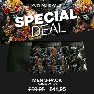 Muchachomalo U-gorilla1010-01 3-pack print black boxers Print / Multi - L