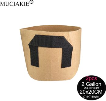 Muciakie 1-10 Gallon Bruin Ronde Niet-geweven Groeien Potten Smart Air Pot Zak Plant Pouch Wortel Container met Handvat 2stk 2 Gallon
