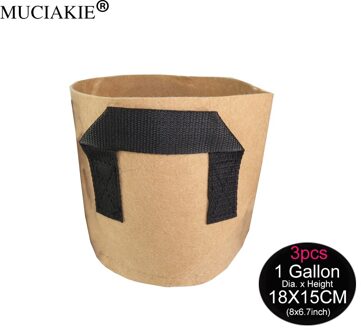 Muciakie 1-10 Gallon Bruin Ronde Niet-geweven Groeien Potten Smart Air Pot Zak Plant Pouch Wortel Container met Handvat 3stk 1 Gallon