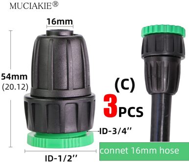 Muciakie 3Pcs Tuin Tap 1/2 "3/4" Binnendraad Naar 4/7Mm 8/11Mm 16Mm Slang Adapter Tuin Water Connester Micro Tubing Connector