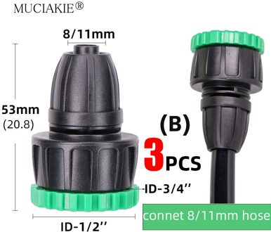 Muciakie 3Pcs Tuin Tap 1/2 "3/4" Binnendraad Naar 4/7Mm 8/11Mm 16Mm Slang Adapter Tuin Water Connester Micro Tubing Connector