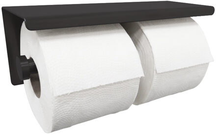 Mueller dubbele toiletrolhouder met planchet 304-RVS mat zwart