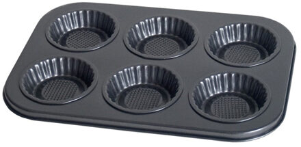 Muffins en cupcakes bakken bakvorm/bakblik 26 x 19 cm - voor 6x stuks - Muffinvormen / cupcakevormen Grijs