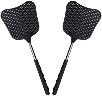 Muggen En Vliegen Doden Plastic Vliegenmepper Intrekbare Roestvrij Stalen Staaf, geschikt Voor Indoor En Outdoor Gebruik (2 Pack)