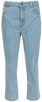 Mugler Blauwe Denim Jeans met Contraststiksels Mugler , Blue , Dames - L,M,S,Xs
