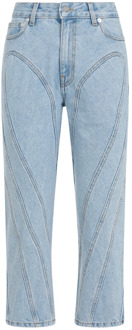 Mugler Blauwe Katoenen Jeans Rechte Pijp Mugler , Blue , Dames - S,Xs,2Xs