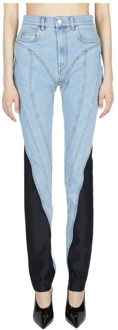 Mugler Hoge taille katoenen jeans Mugler , Blue , Dames - S,Xs,2Xs