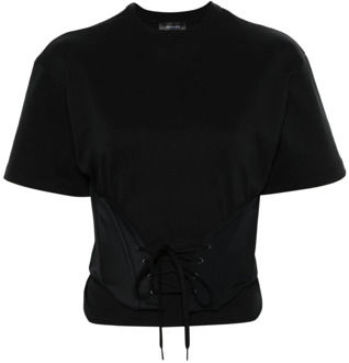 Mugler Zwarte Corsetstijl T-shirt Mugler , Black , Dames