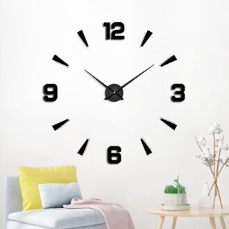 Muhsein Kleine Size Romeinse Cijfers Wandklok 3D Effect 27Inch Acryl Muurstickers Klok Mute Beweging Voor Home Decor horloge zwart-007