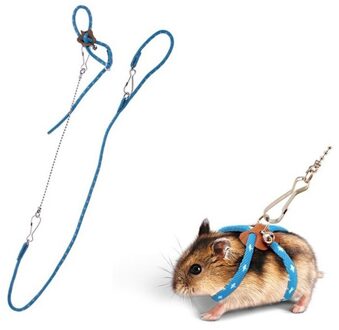 Muis Hamster Fretten Rat Huisdier Aangelijnd Verstelbare Harnas Vest & Leash Lead Voor Kleine Huisdier Soft Harness Leash Vogel Papegaai blauw