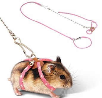Muis Hamster Fretten Rat Huisdier Aangelijnd Verstelbare Harnas Vest & Leash Lead Voor Kleine Huisdier Soft Harness Leash Vogel Papegaai roze