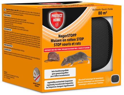 Muizen en ratten STOP - Ultrasoon muizenverjager - 80 m² - doos - 1 stuk