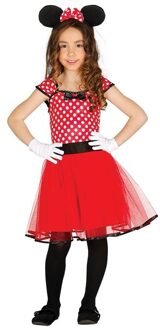 Muizen jurkje / kostuum - rood met stippen - voor meisjes - verkleedkleding meisjes 10-12 jaar (140-152)