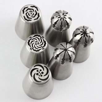Mujiang 6Pcs Rvs Russische Nozzles Bol Icing Piping Pastry Tips Diy Cake Decorating Bakken Zoetwaren Gereedschap