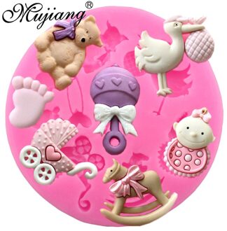 Mujiang Baby Shower Partij Siliconen Fondant Mold Sugarcraft Cake Decorating Gereedschap Jelly Snoep Klei Chocolade Gumpaste Mallen CC059