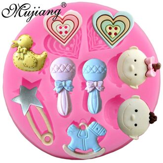 Mujiang Baby Shower Partij Siliconen Fondant Mold Sugarcraft Cake Decorating Gereedschap Jelly Snoep Klei Chocolade Gumpaste Mallen CC064