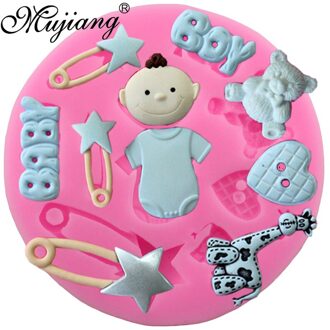 Mujiang Baby Shower Partij Siliconen Fondant Mold Sugarcraft Cake Decorating Gereedschap Jelly Snoep Klei Chocolade Gumpaste Mallen CC104