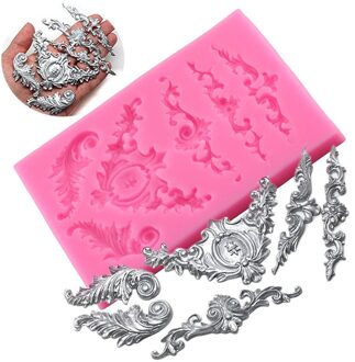 Mujiang Scrolls Barok Veer Kroon Hoek Siliconen Mal Fondant Gumpaste Polymeer Klei Chocolade Mallen Cake Decorating Gereedschap
