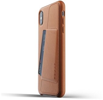 Mujjo iPhone XS Max Leren Telefoonhoesje - Bruin - Premium leer - Pasjeshouder voor 3 pasjes - Wallet case - Telefoon cover - Portemonnee hoesje - Slimfit - 1.8mm dun