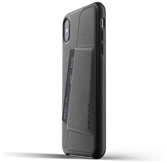 Mujjo iPhone XS Max Leren Telefoonhoesje - Zwart - Premium leer - Pasjeshouder voor 3 pasjes - Wallet case - Telefoon cover - Portemonnee hoesje - Slimfit - 1.8mm dun