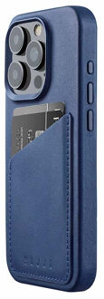 Mujjo Leather Wallet Case iPhone 15 Pro blauw Zwart