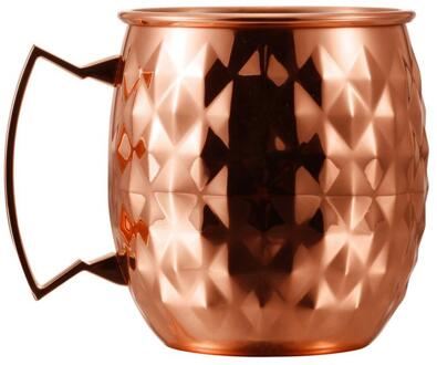 Mule Mok Bier Kopje Koffie Cup Mok Drum Vorm Koffie Bier Cup Roestvrij Staal 500Ml Gehamerd Moskou Muilezel Mok 500ml goud