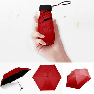 Mulheres De Luxo Guarda-Chuva Leve Revestimento Preto Fold Zon Chuva Paraplu Parasol 5 Unisex Viagens Portable Mini rood
