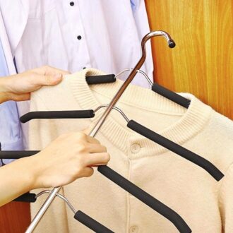 Multi Blouse Shirt Boom Hanger Anti-Slip Roestvrij Stalen Rekken 5 Layer Kleding Opslag Rack Kast Closet Organizer Holder