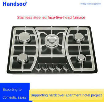 Multi burner five head gas stove stainless steel panel multi eye five eye gas stove ignition stove