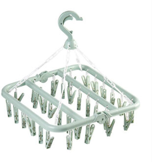 Multi-Clip Drogen Sokken Hanger 32 Clip Plastic Beha Wasknijper Huishoudelijke Kleerhanger Innerlijke Hanger Babykleertjes Hanger Licht Groen