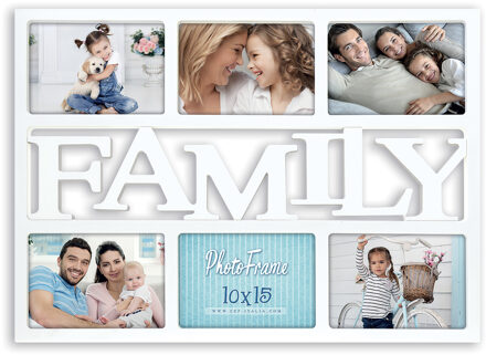 Multi fotolijst Family wit met 6 lijstjes geschikt voor een foto van 10 x 15 cm - Fotolijsten