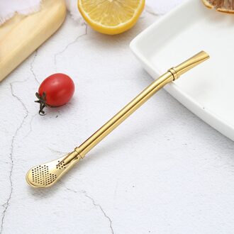 Multi-Fuction Rvs Lepel Drinken Thee Mate Stro Kalebas Herbruikbare Filter Lepel Gereedschap Filter Bar Accessoires goud