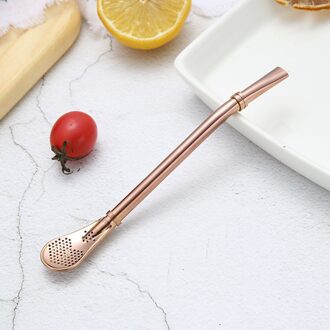 Multi-Fuction Rvs Lepel Drinken Thee Mate Stro Kalebas Herbruikbare Filter Lepel Gereedschap Filter Bar Accessoires roos goud