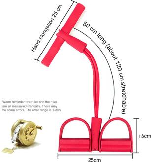 Multi Functie Spanning Touw Sterke Fitness Resistance Bands Latex Pedaal Vrouwen Mannen Zitten Pull Touwen Yoga Fitness Apparatuur Rood