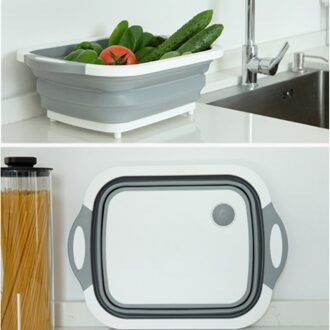 Multi-function 3 In 1 Folding Cutting Board Kitchen Foldable Drain Basket Chopping Blocks Washing Basket Kitchen Organizer plein Leaky hole