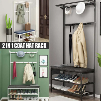 Multi-function Coat Rack Bedroom Hanging Clothes Rack Floor Standing Shoe Storage Hat Bag Coat Rack Clothes Hanger Holder
