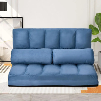 Multi-functional Lazy Sofa Double Chaise Lounge Sofa Floor Couch and Sofa with Two Pillows for Living Room