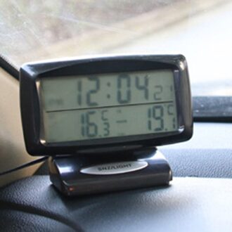 Multi-Functionele 2-In-1 12V Auto Auto Lcd Digitale Klok Thermometer Temperatuur Voltage Meter Monitor