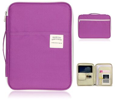 Multi-functionele A4 Document zakken Filing Producten Draagbare Waterdichte Oxford Doek opbergtas Voor Notebooks Pennen iPad Computer paars