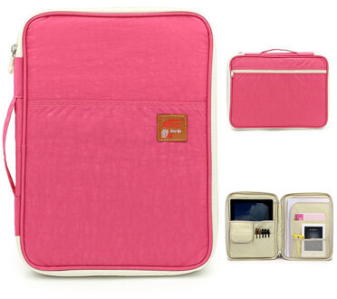 Multi-functionele A4 Document zakken Filing Producten Draagbare Waterdichte Oxford Doek opbergtas Voor Notebooks Pennen iPad Computer roos rood
