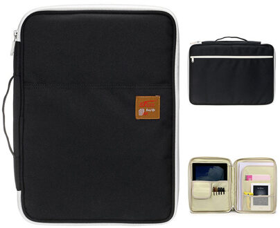 Multi-functionele A4 Document zakken Filing Producten Draagbare Waterdichte Oxford Doek opbergtas Voor Notebooks Pennen iPad Computer zwart
