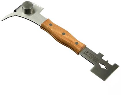 Multi-Functionele Bijenkorf Schraper Zeven-Purpose Imker Schraper Bijenteelt Tools Met Rvs Duim Soort Houten Handvat
