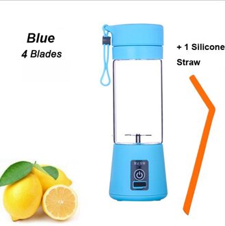 Multi Functionele Mini Draagbare 6 Blades Elektrische Juicer Mixer Usb Oplaadbare Huishoudelijke Sap Blender Fruit Koken Machine 4 Blades blauw