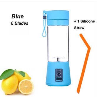 Multi Functionele Mini Draagbare 6 Blades Elektrische Juicer Mixer Usb Oplaadbare Huishoudelijke Sap Blender Fruit Koken Machine 6 Blades blauw