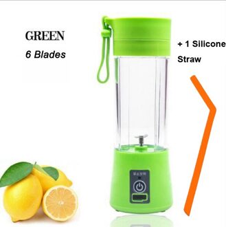 Multi Functionele Mini Draagbare 6 Blades Elektrische Juicer Mixer Usb Oplaadbare Huishoudelijke Sap Blender Fruit Koken Machine 6 Blades groen