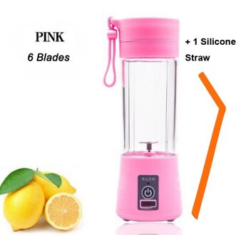Multi Functionele Mini Draagbare 6 Blades Elektrische Juicer Mixer Usb Oplaadbare Huishoudelijke Sap Blender Fruit Koken Machine 6 Blades roze