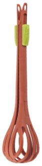 Multi-Functionele Nylon Eiklopper Met Opknoping Gaten Combineert Ei Garde Mixer & Tang Keuken Accessoire Voor Voedsel 28Cm Fq-Ing Rood