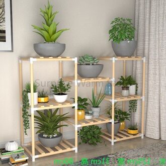Multi-Lagen Houten Opslag Rack Plank Balkon Plant Bloem Display Rack Vloer Planken Plant Stand Bloem Ingemaakte Stand L125xW31xH80cm